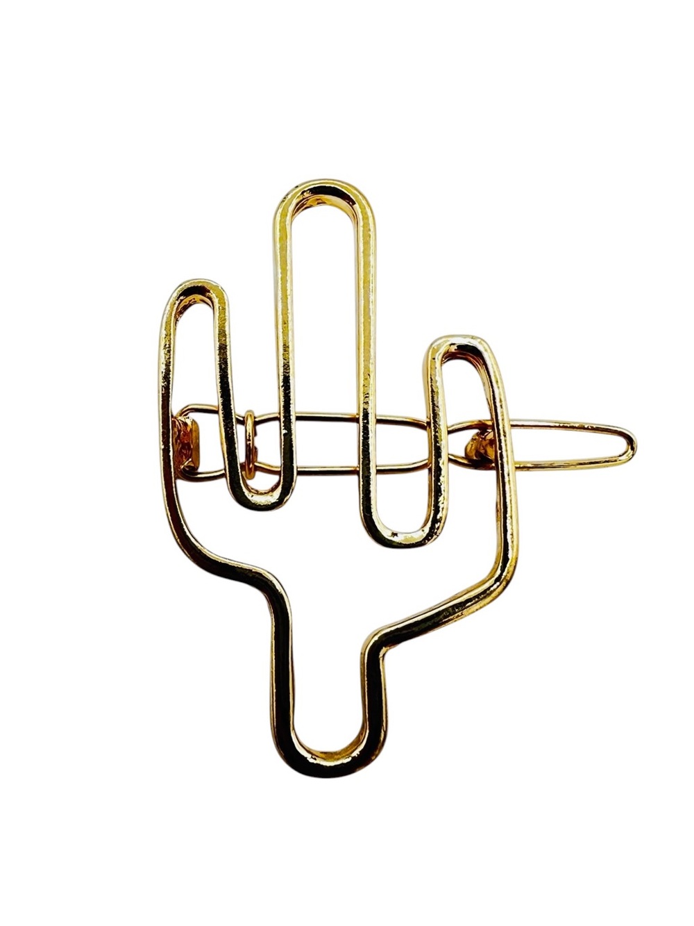 Gold Cactus Metal Barrette New